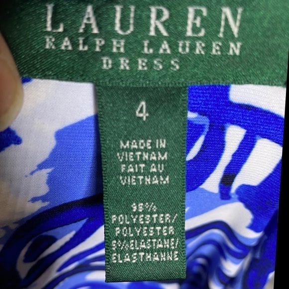 Lauren Ralph Lauren Dress Blue & White Patterned Fit N Flare Size 4 - Picture 7 of 10
